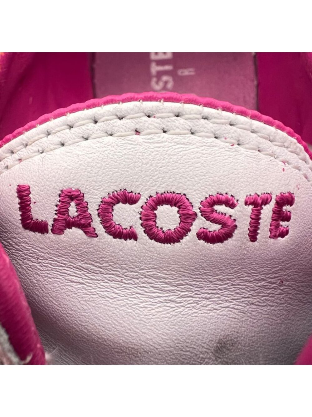 Vintage Lacoste Sport Zanta 53Z Womens Tennis Shoes Size 11 White Pink Leather - Picture 16 of 16